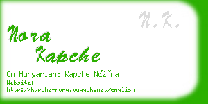 nora kapche business card